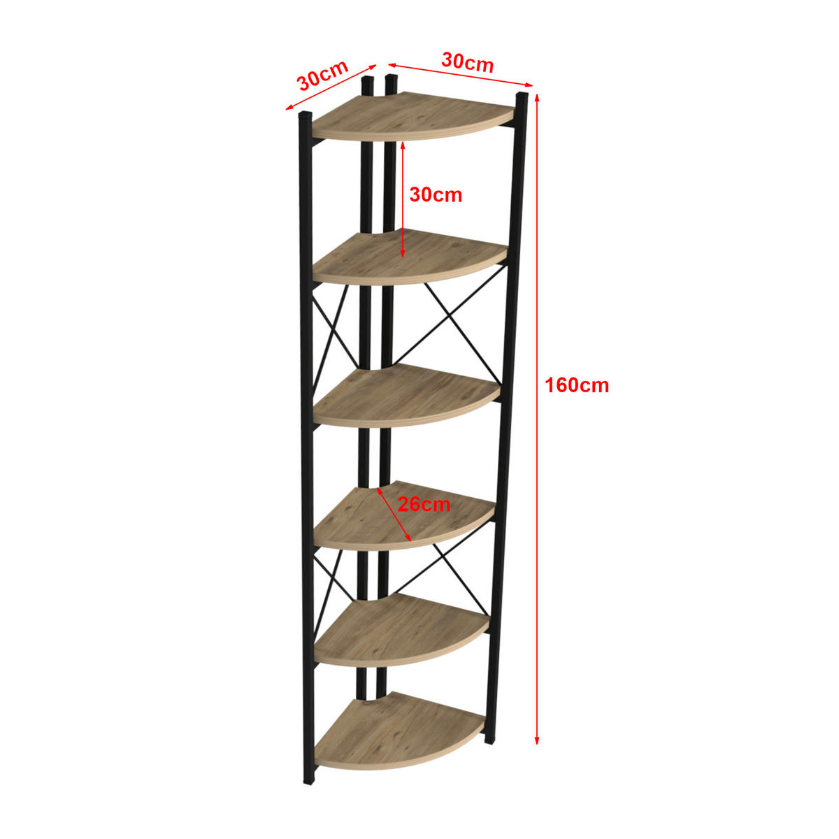 ECKREGAL Ulfborg - Schwarz/Braun, Holzwerkstoff/Metall (30/160/30cm) - [en.casa]