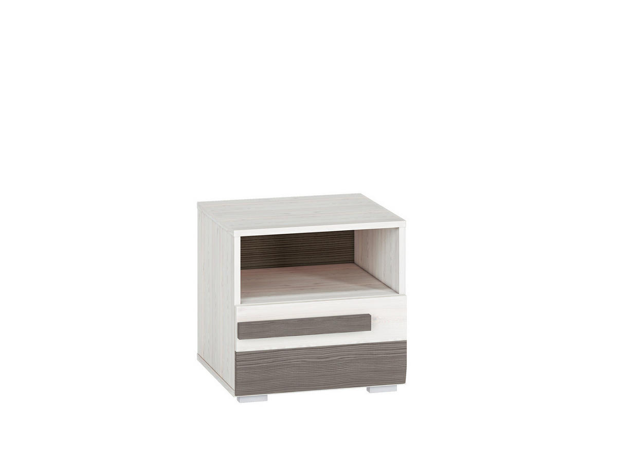 NACHTKONSOLE Blanco Pinie weiß / grau 46 / 42 / 45cm - Weiß, Holz/Holzwerkstoff (46/45/42cm) - Feldmann-Wohnen