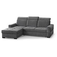 ECKSCHLAFSOFA Alex Mini grau links - Schwarz/Grau, Textil (245/185cm) - Beautysofa