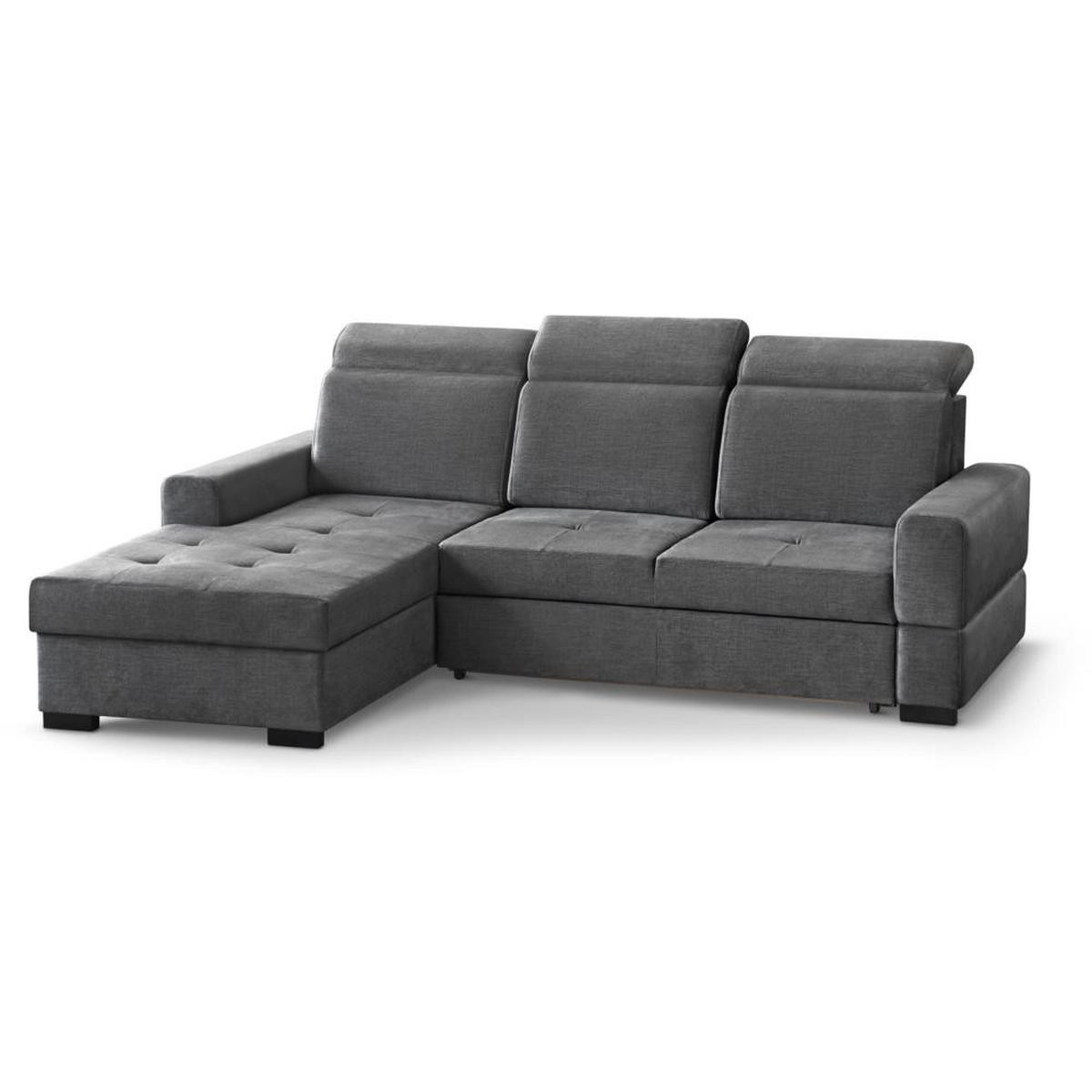 ECKSCHLAFSOFA Alex Mini grau links - Schwarz/Grau, Textil (245/185cm) - Beautysofa