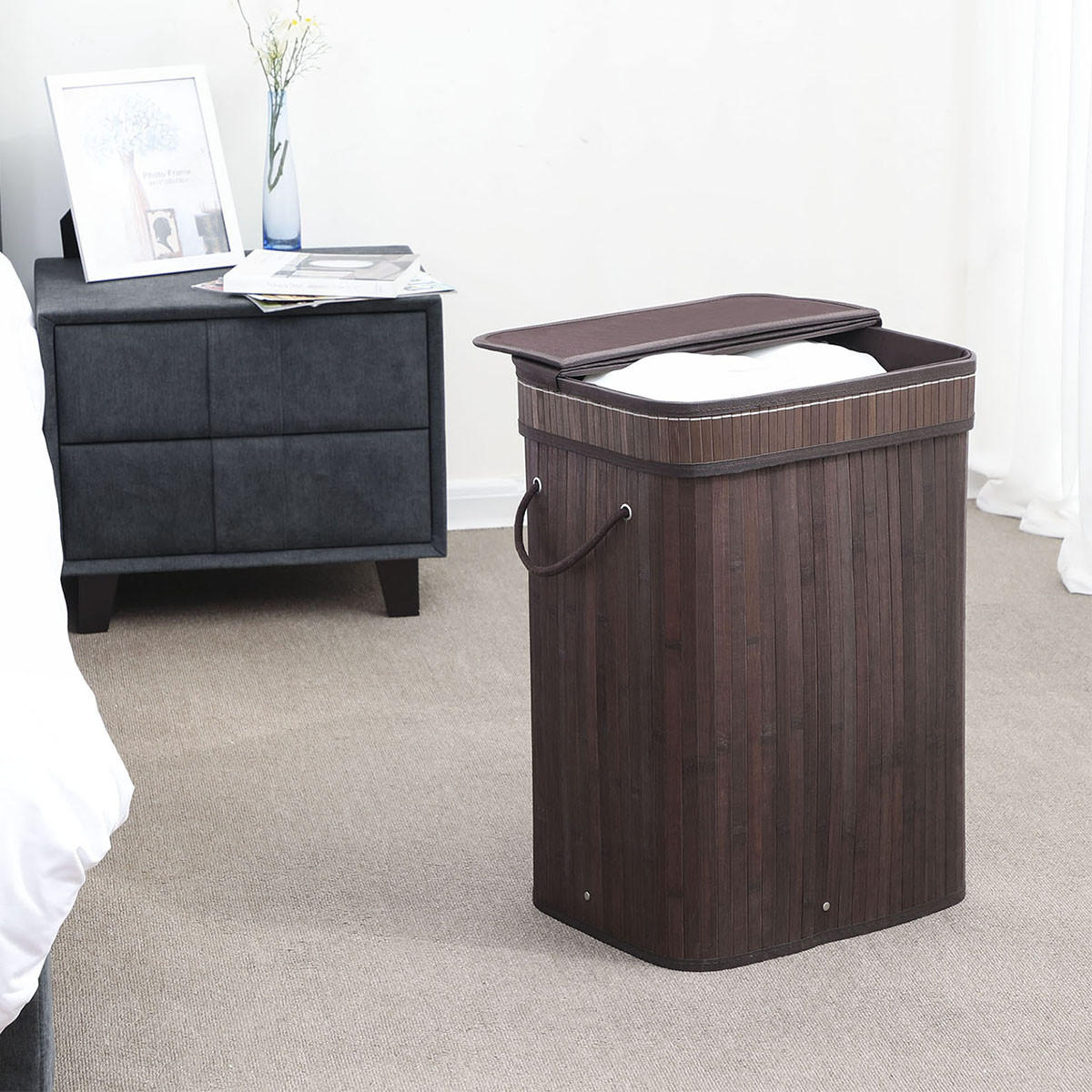 WÄSCHEKORB aus braunem Bambus - L40 cm - Braun, Holzwerkstoff (30/60/40cm) - Calicosy