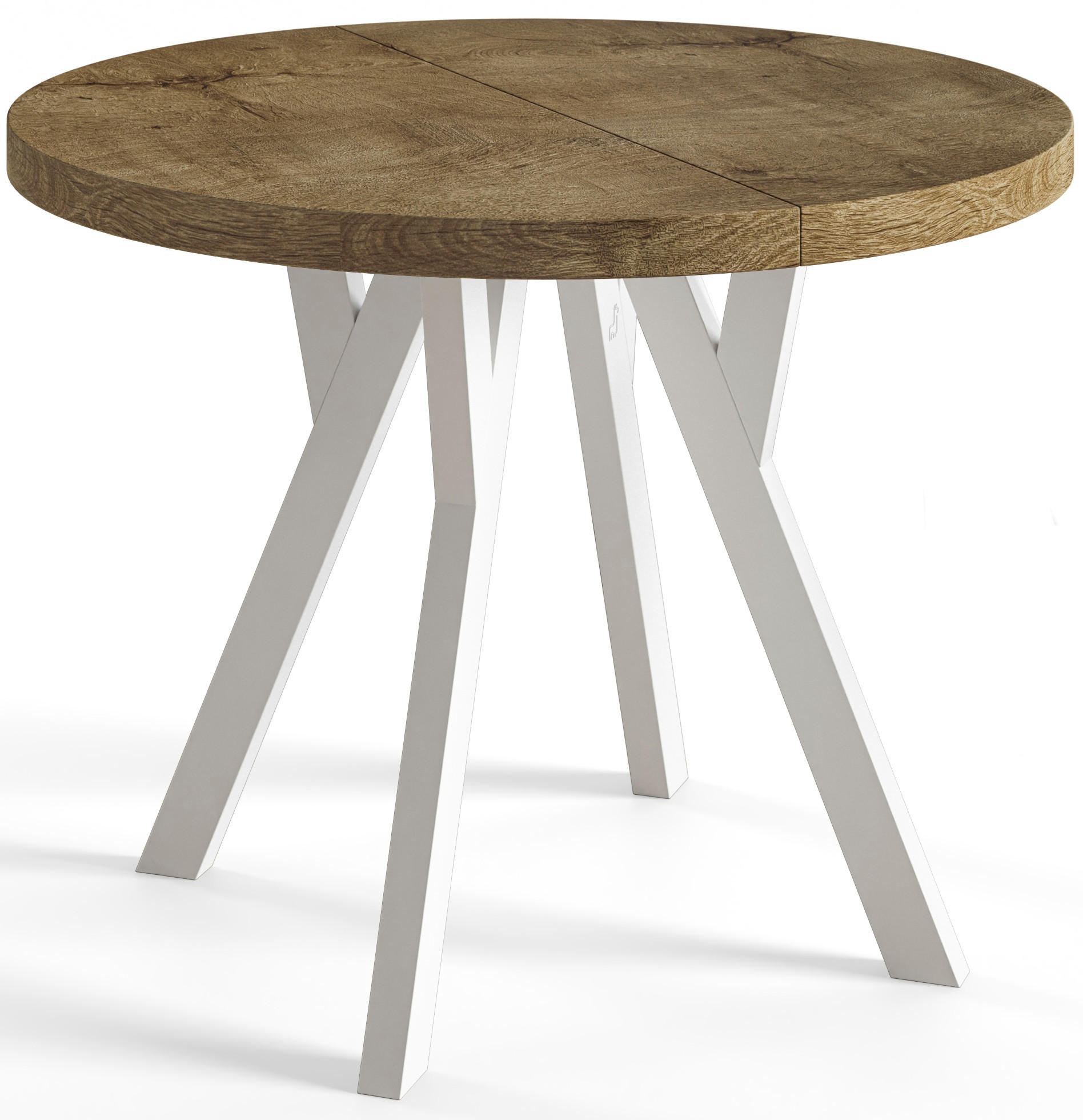 ESSZIMMERTISCH OVO, ausziehbarer Tisch 100 cm bis 200 cm, Farbe: LEFAKS, mit Holzbeinen in Farbe Weiß - Dunkelbraun/Weiß, Holzwerkstoff (100/100/77cm) - Alpi-Möbel