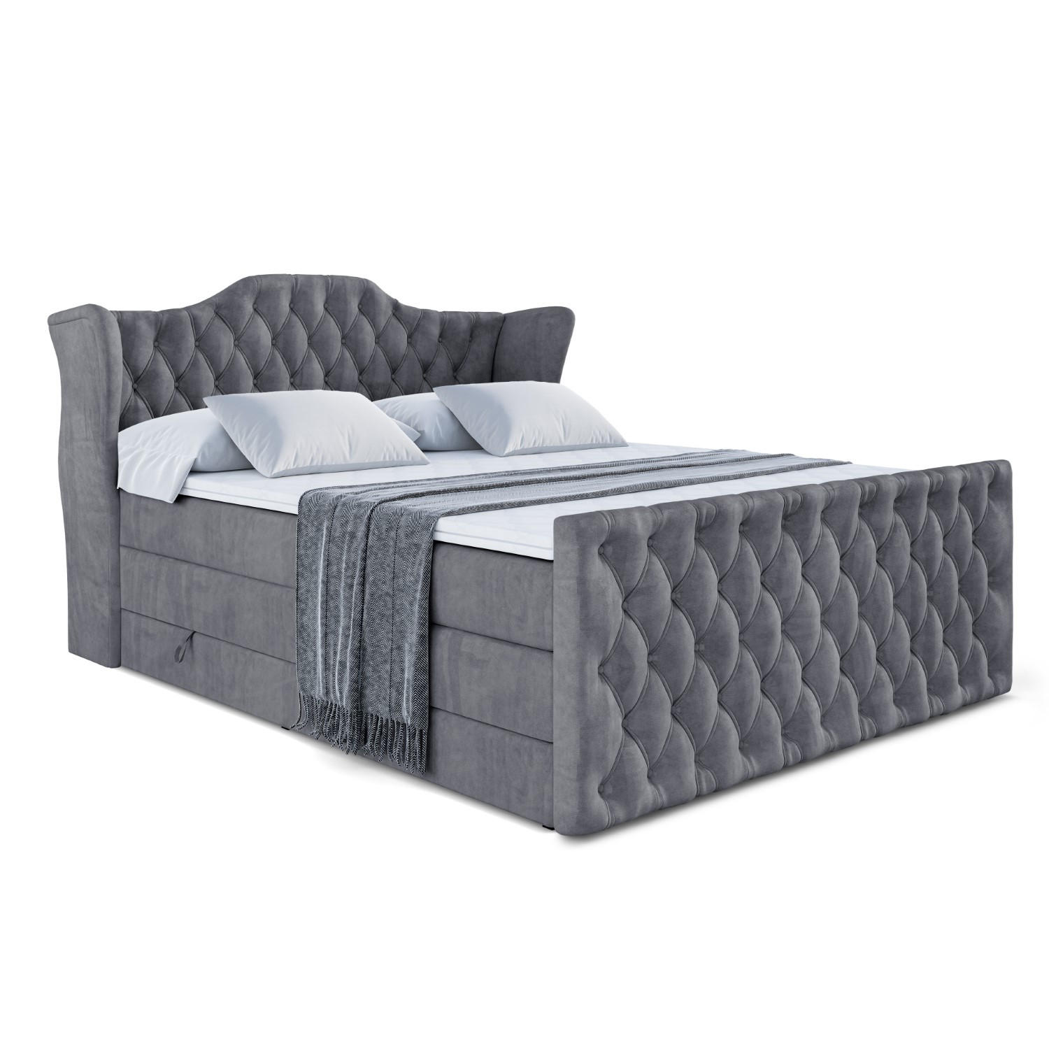 BOXSPRINGBETT VILA-Z KING - 160x200 - H3/H4 - Dunkelgrau - Dunkelgrau, Holzwerkstoff (160/200cm) - ALTDECOR