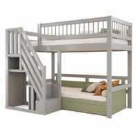 HOCHBETT mit Aufbewahrungstreppe 90x200 cm Massivholz Grau - Grau, Holz (90/200cm) - Meubliv