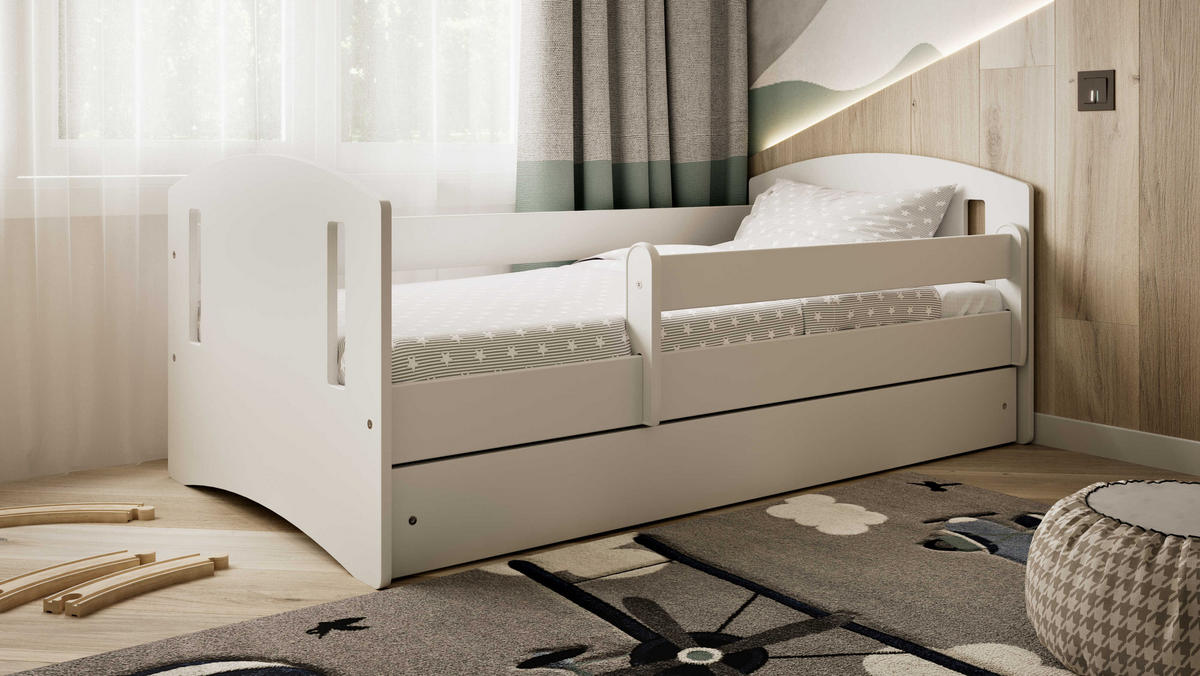 KINDERBETT CLASSIC II mit Schublade ohne Matratze 90/65/164 - Weiß, Holzwerkstoff (80/160cm) - RAUMHIRSCH FURNITURE