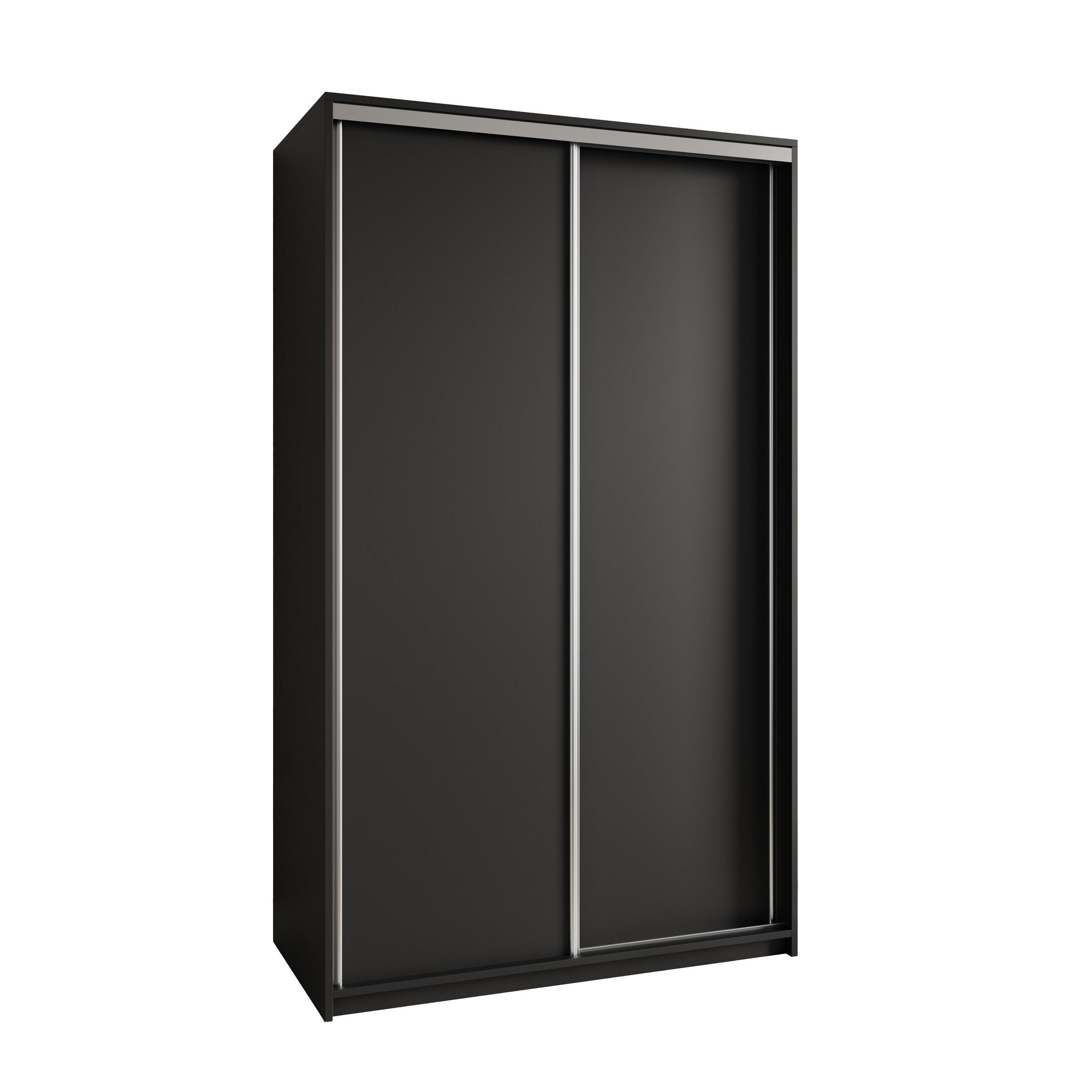SCHWEBETÜRENSCHRANK NISSE 120/205/60 cm 2-türig Schwarz - Schwarz, Holzwerkstoff (120/205/60cm) - MASSENO