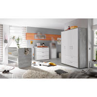 BABYZIMMER Frieda in Vintage Wood Grey und Weiß matt 6 teilig - Grau, Holzwerkstoff (120/200/80cm)
