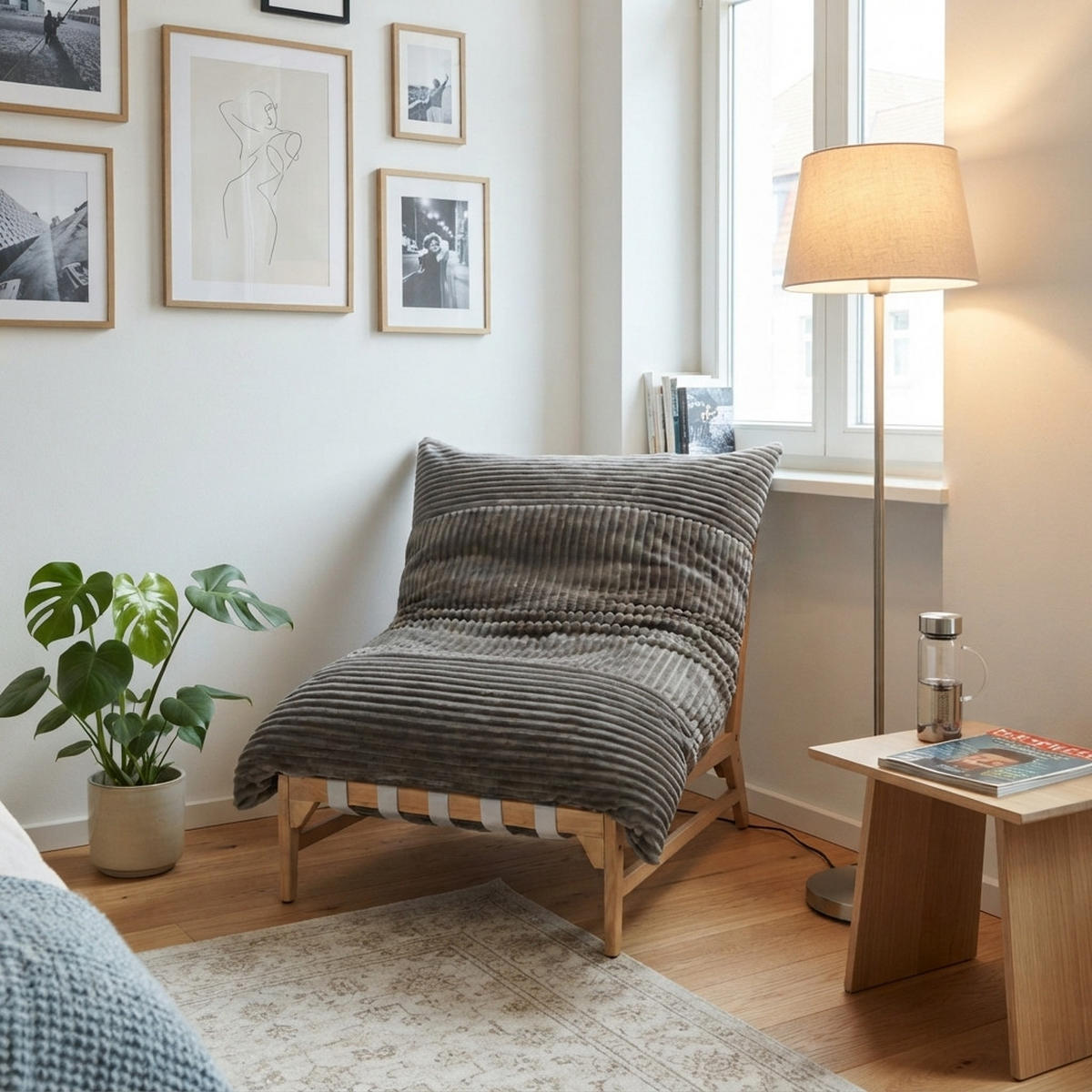 XXL-SESSEL Cord mit Holzrahmen, Breites Kissen, Grau - Grau, Holz/Textil (117/94/114cm) - LVHOM