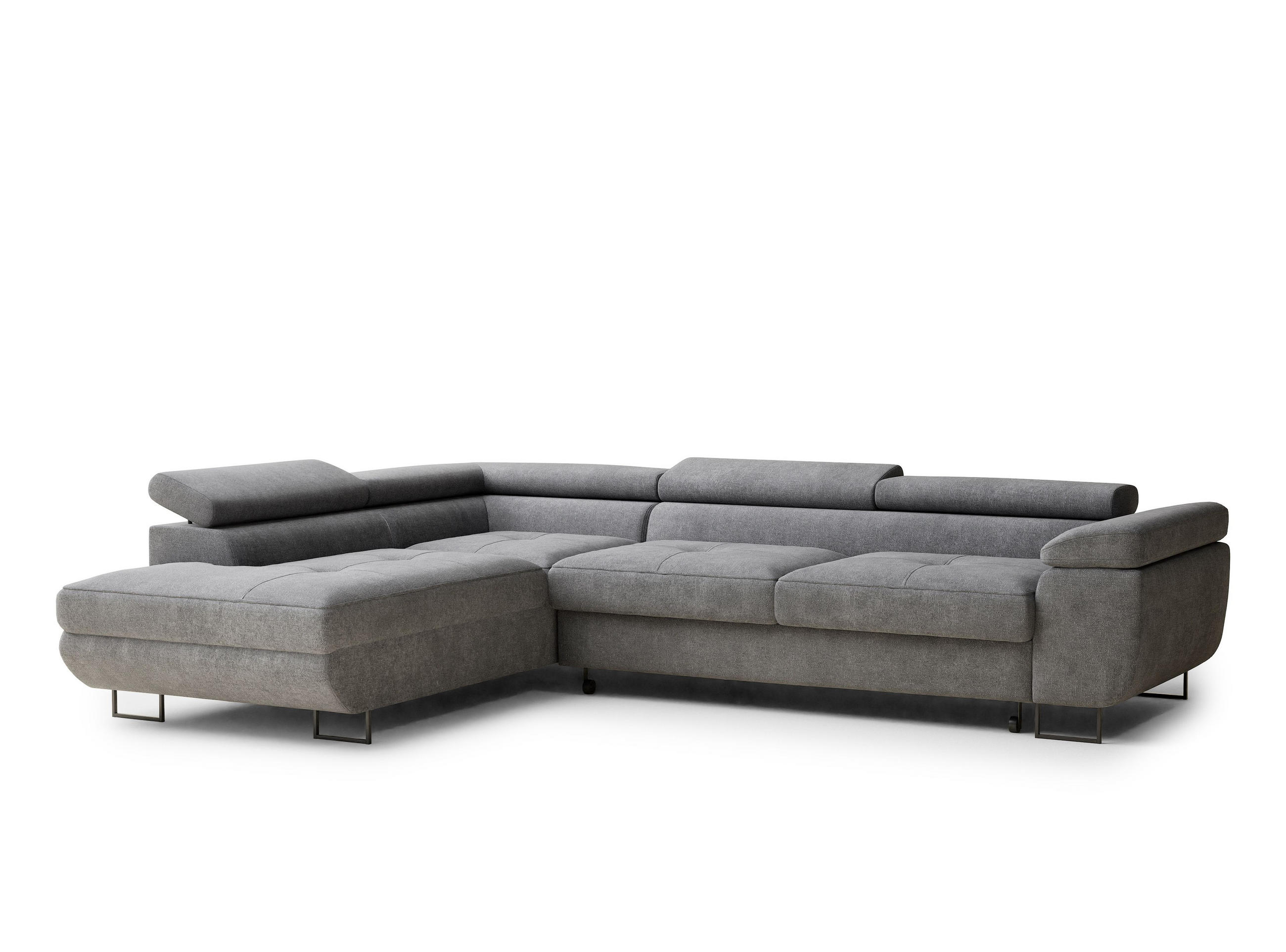 ECKSOFA Concord Grau Chenille-Stoff - Rechts Seite - Schwarz/Grau, Holz/Holzwerkstoff (203/277cm) - Maison de Reve