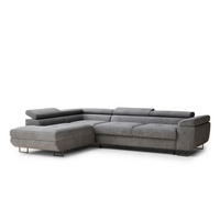 ECKSOFA Concord Grau Chenille-Stoff - Rechts Seite - Schwarz/Grau, Holz/Holzwerkstoff (203/277cm) - Maison de Reve