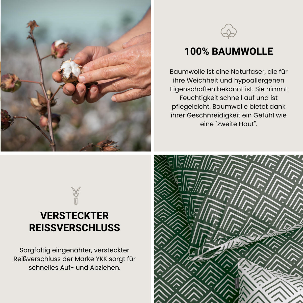 BETTWÄSCHESET Mabel - Renforcé - 2-teilig - 155 x 220 cm - Dunkelgrün - Dunkelgrün, Textil (155/220cm) - SCHIESSER