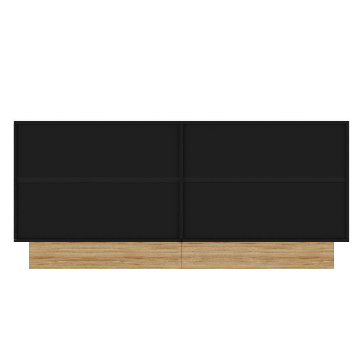KOMMODE 160/38/75 cm aus Spanplatte mit 4 Türen und U-Relief Schwarz (Holzoptik) - Schwarz, Holzwerkstoff (160/75/38cm) - Modenvie