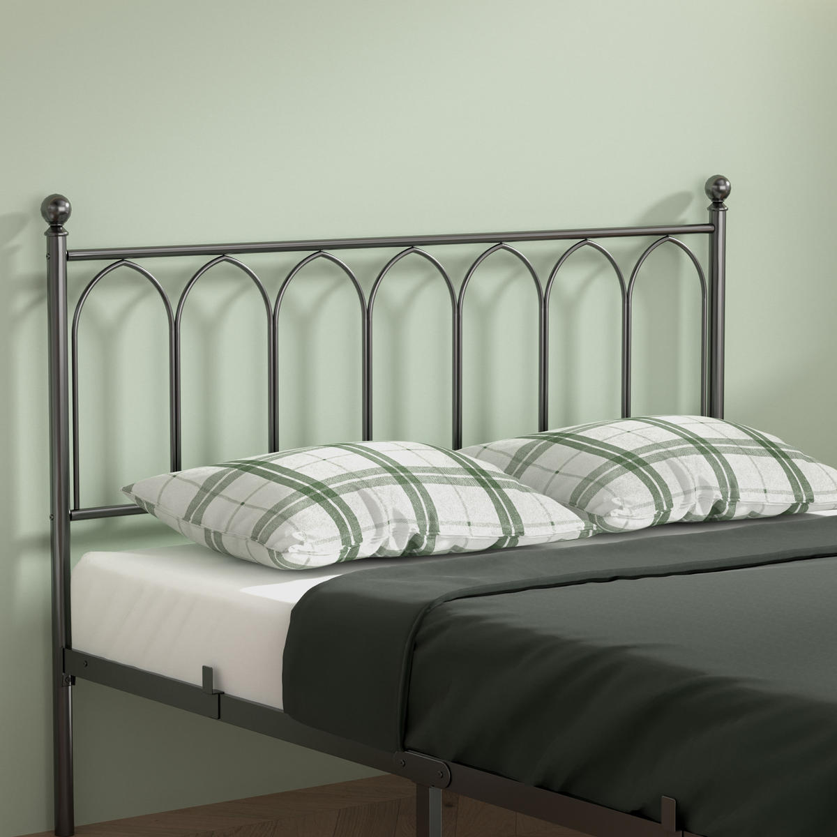 METALLBETT 140/200 mit Stauraum unter dem Bett, mit Lattenrost, Schwarz - Schwarz, Metall (140/200cm) - STILVORA