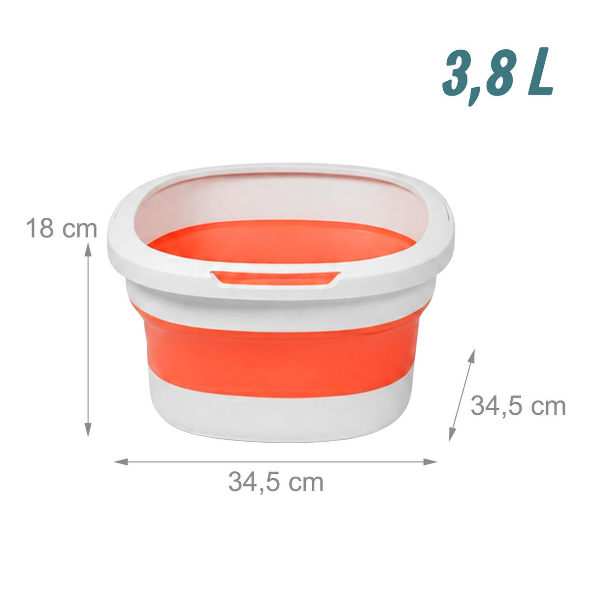 MOP Bílá Oranžová skládací kbelík ždímací systém 3,8 l 2ks-sada padů - různobarevná, kov/textil (34.5/18/34.5cm) - Relaxdays