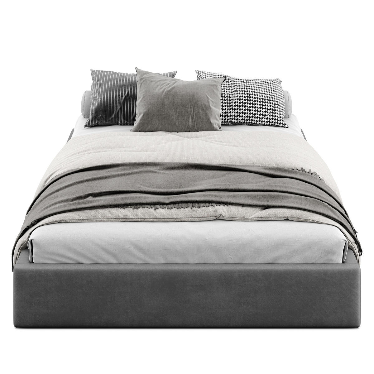 POLSTERBETT 160x200cm Bett mit Stauraum Lattenrost Graphit - Graphitfarben, Holz/Holzwerkstoff (160/200cm) - Muralo