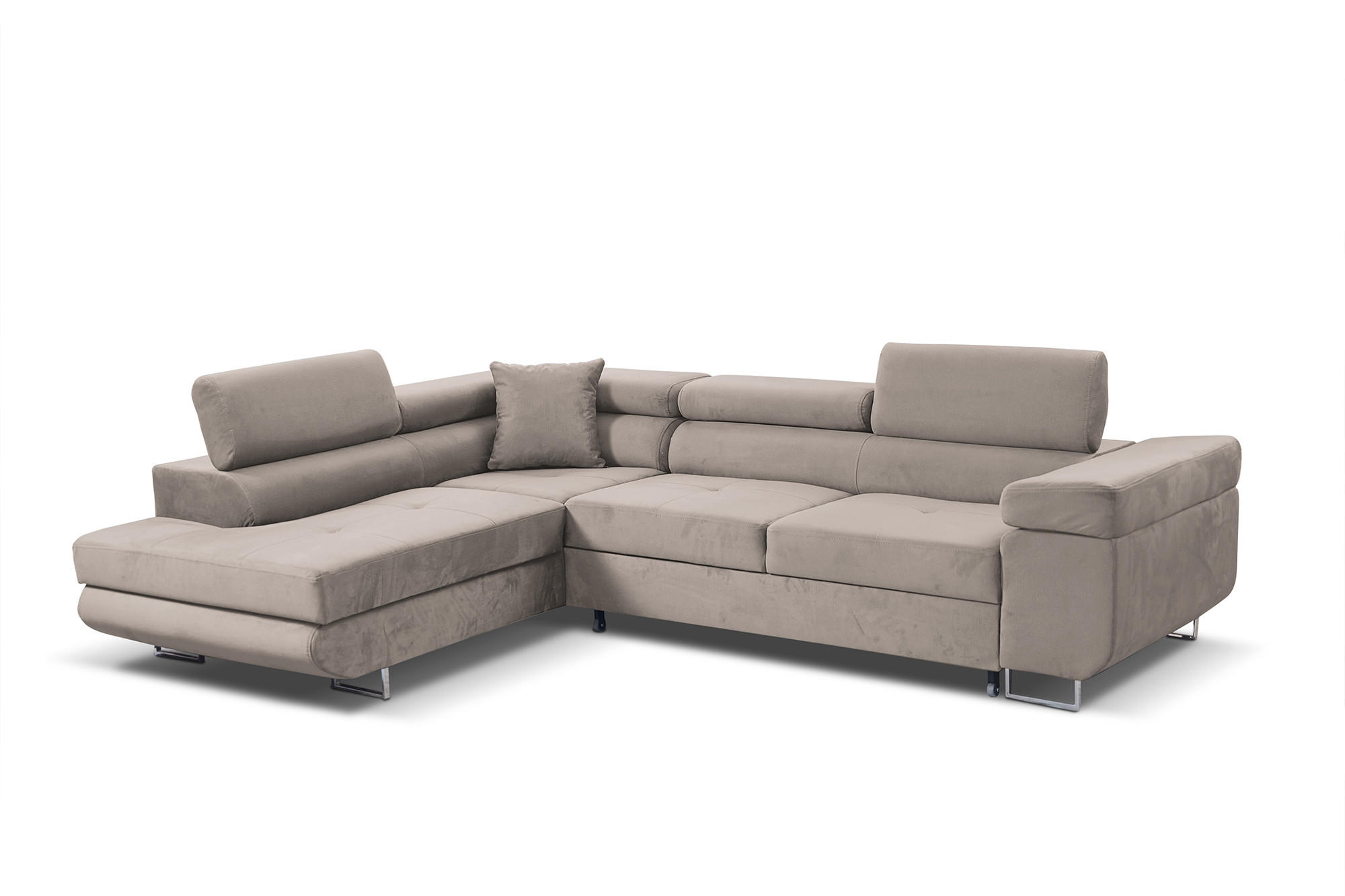 ECKSOFA Marlene III L-Form mit verstellbaren Kopfstützen Schlaffunktion Bettkasten 271 cm links beige - Beige, Kunststoff (271/202cm) - Margaret Hadas24