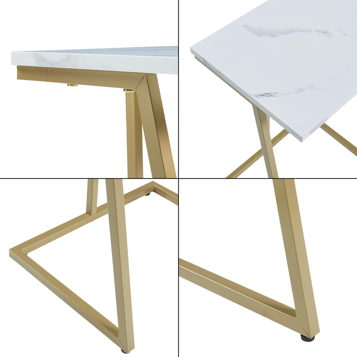 SATZTISCH-SET 2 TLG. Salem - Goldfarben/Weiß, Holzwerkstoff/Metall (40/30/56cm) - [en.casa]