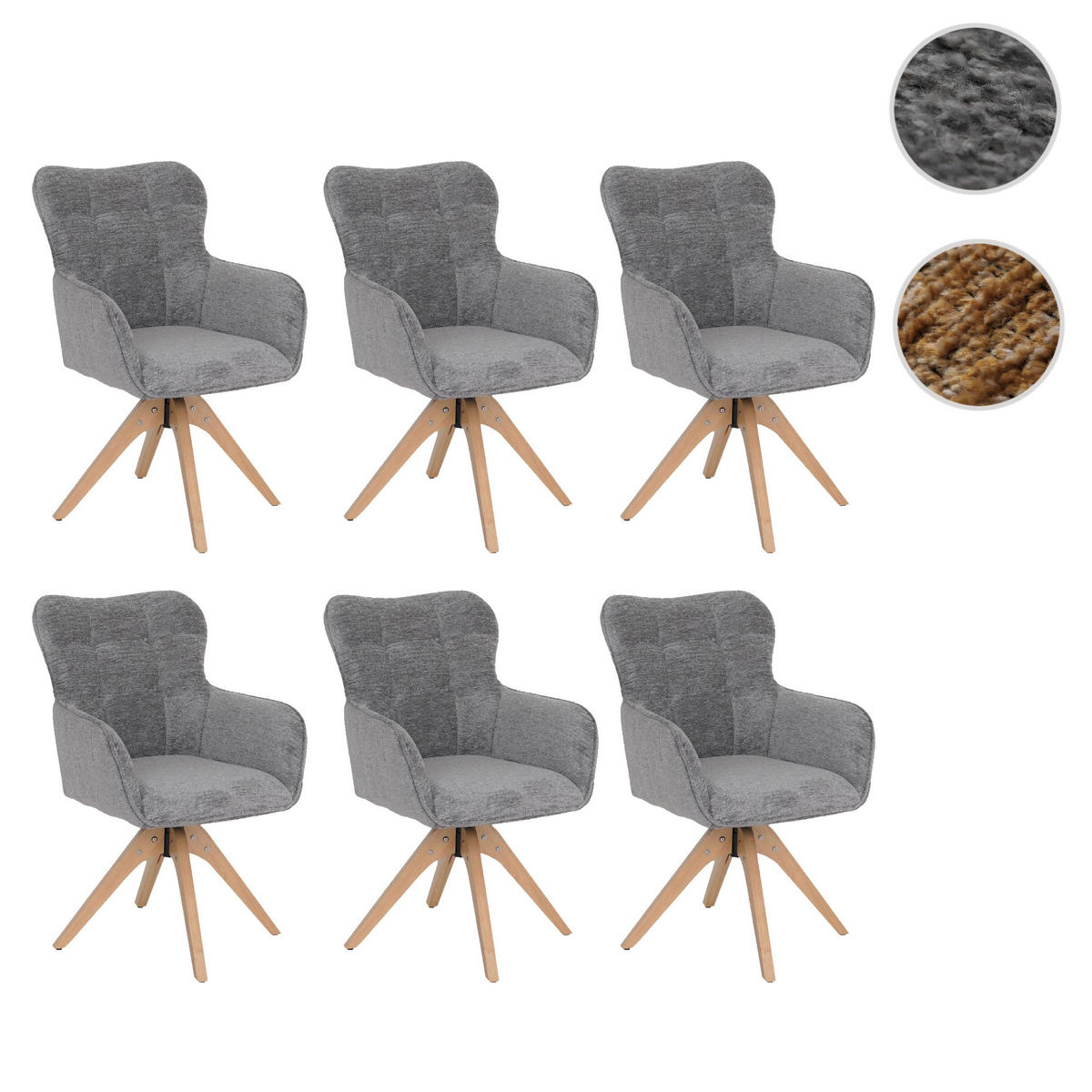 JÍDELNÍ ŽIDLE, šedá, sada 6 kusů - šedá, textil (62/92/68cm) - MCW
