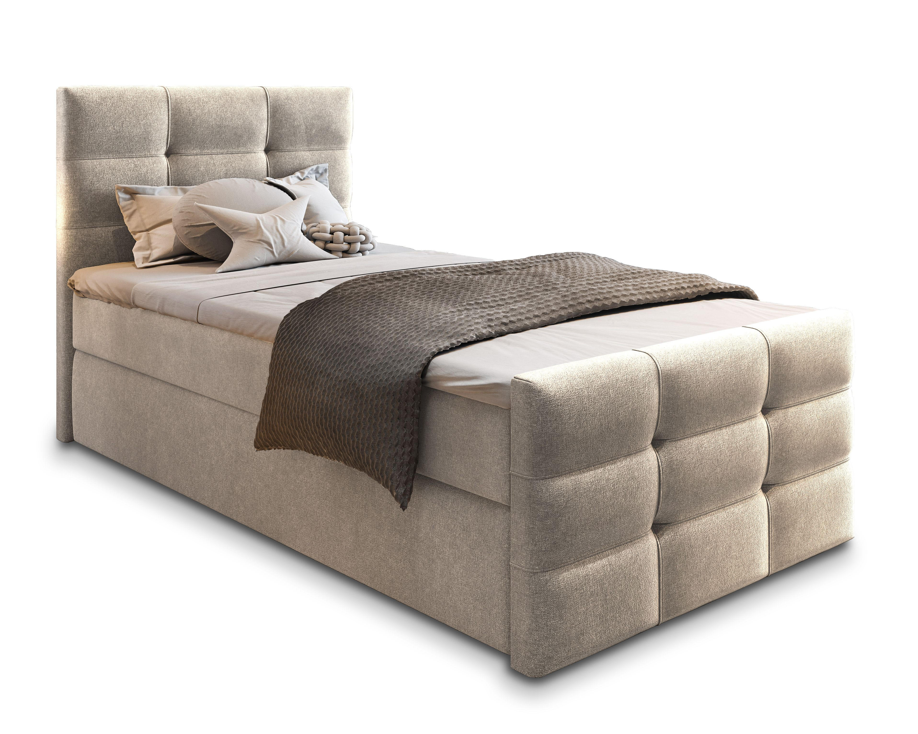 BOXBETT AMON 80 80x200 cm mit Matratze und Topper - Beige - Beige, Holz (80/200cm) - MASSENO