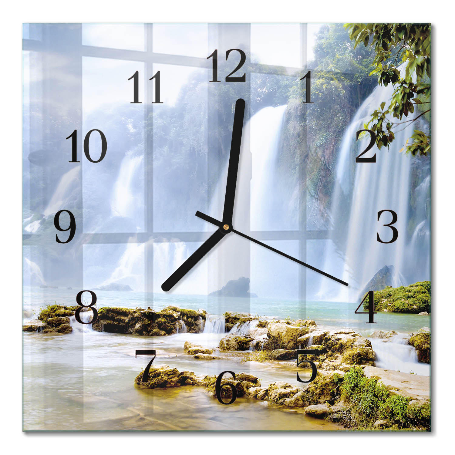 WANDUHR 30x30 cm - Wasserfall - Multicolor, Glas (30/30/0.4cm) - TULUP