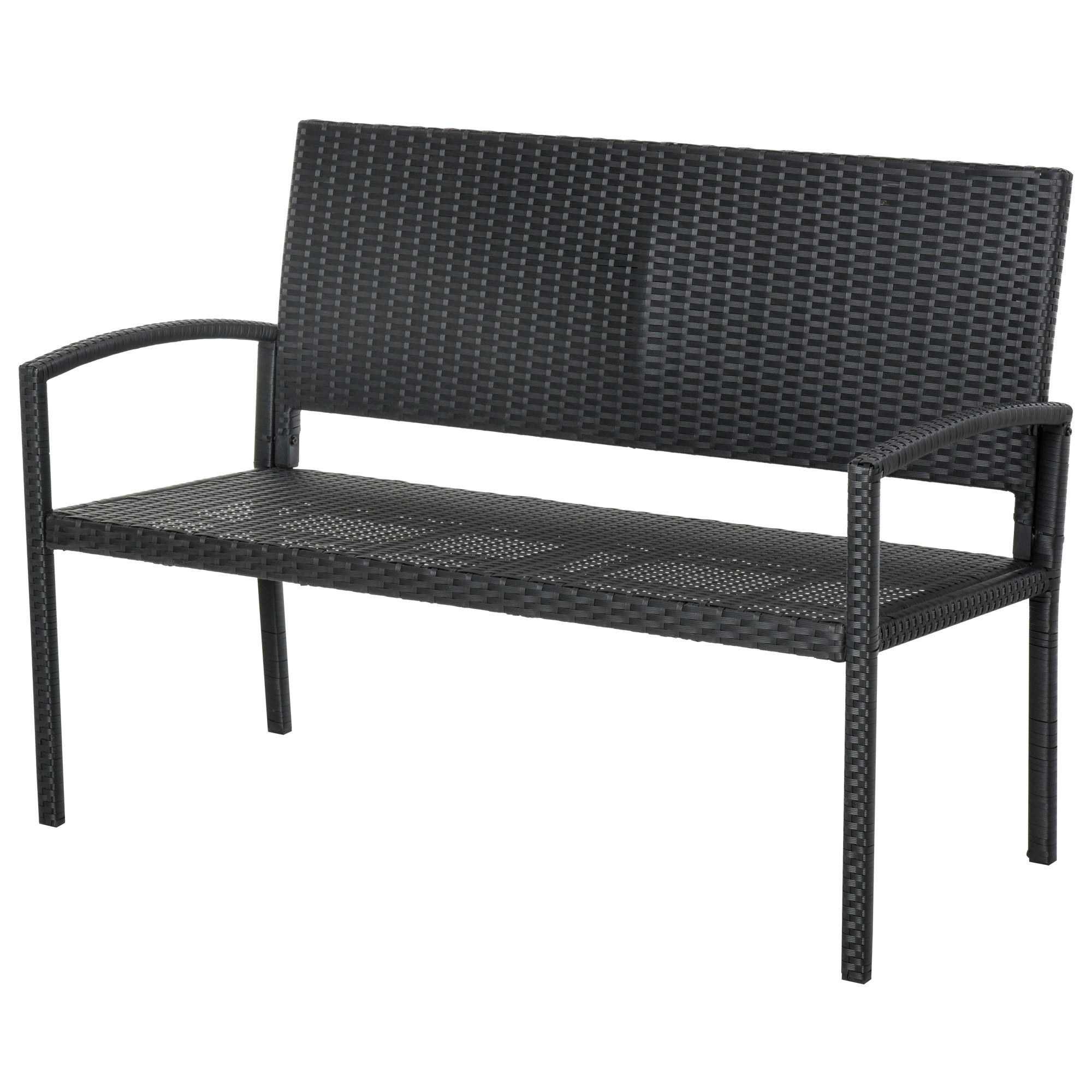 GARTENBANK für 2 Personen, bis 240 kg Belastbar, Schwarz, 122 x 60 x 85cm - Schwarz, Kunststoff (60/85/122cm) - Outsunny