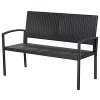 GARTENBANK für 2 Personen, bis 240 kg Belastbar, Schwarz, 122 x 60 x 85cm - Schwarz, Kunststoff (60/85/122cm) - Outsunny