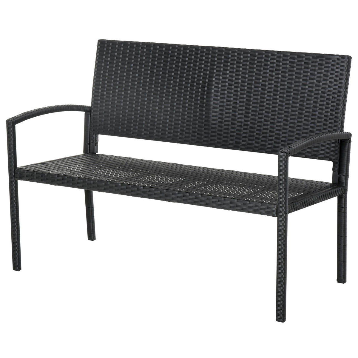 GARTENBANK für 2 Personen, bis 240 kg Belastbar, Schwarz, 122 x 60 x 85cm - Schwarz, Kunststoff (60/85/122cm) - Outsunny