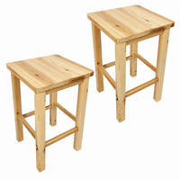 HOLZHOCKER Kiefer Natur 2-er Set 30 x 30 x 46 cm quadratische Sitzfläche - Naturfarben, Holz (30/46/30cm) - Begryf