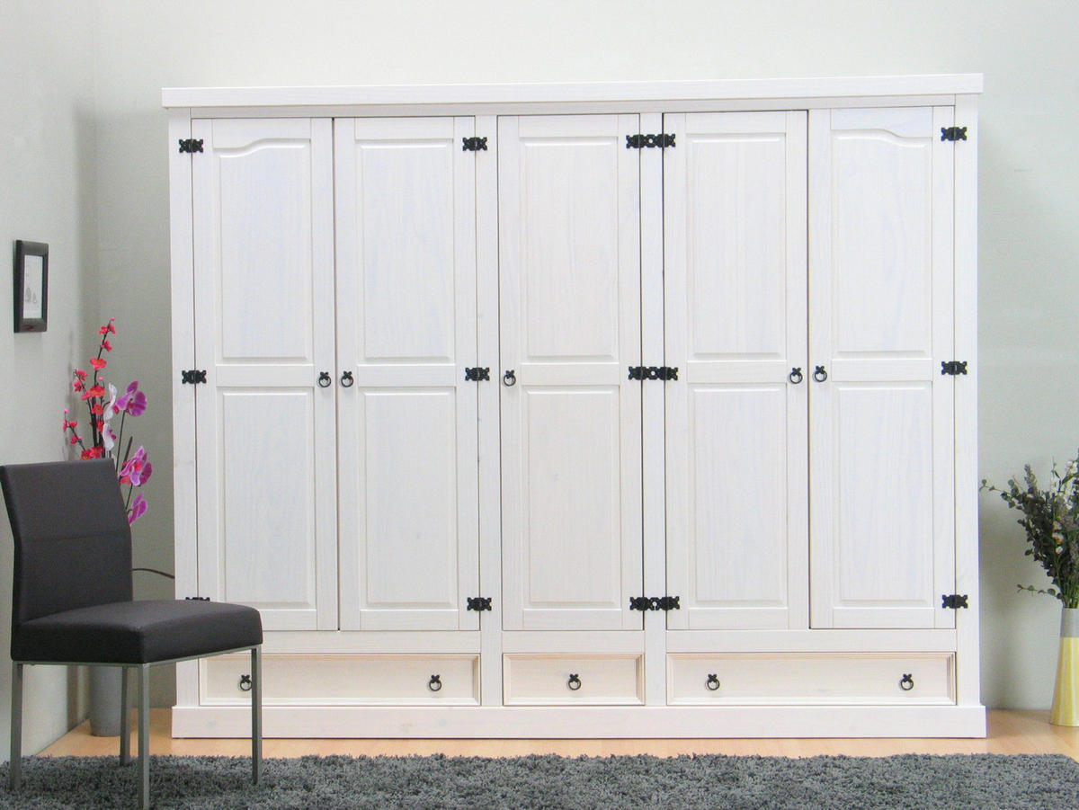 KLEIDERSCHRANK weiß - Weiß, Holz/Textil (244/196/58cm) - ebuy24