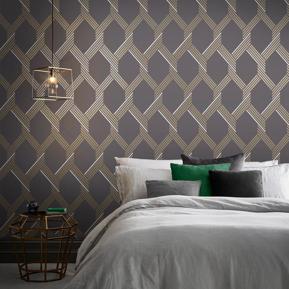 VLIESTAPETE Vector Graphite Gold - Goldfarben/Schwarz, Papier/Kunststoff (52/1005cm) - Graham & Brown