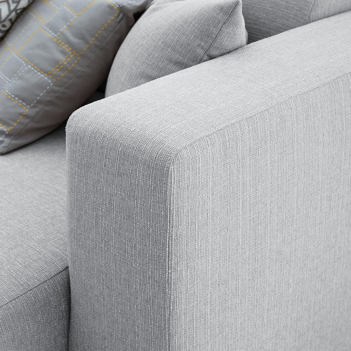 ECKSOFA mit Longchair - Webstoff - Silberfarben, Textil (240/140cm) - home24