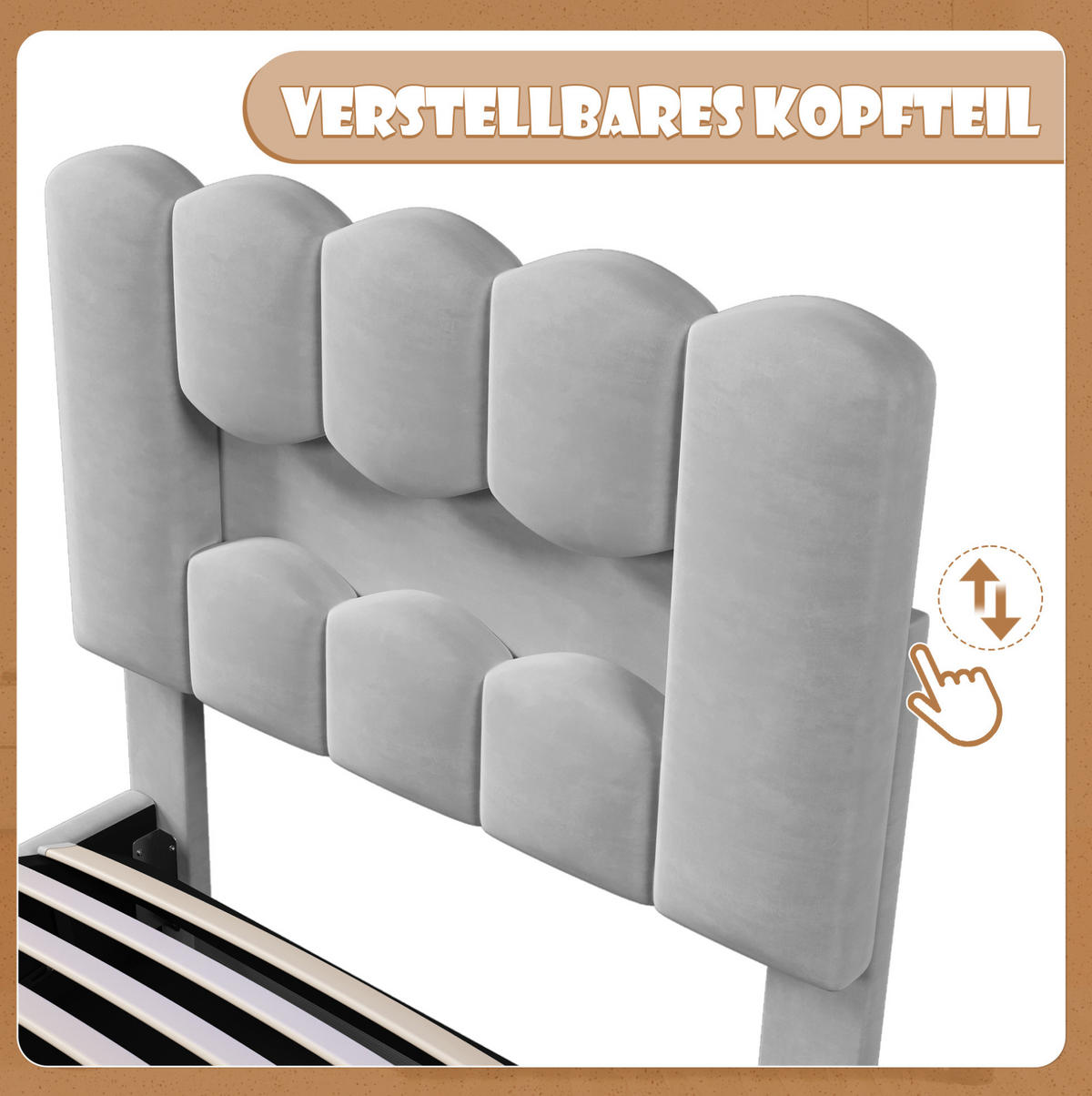 POLSTERBETT 90/200 cm grau aus Samt mit Bettkasten und LED-Beleuchtung - Grau, Textil (90/200cm) - OKMYHOME