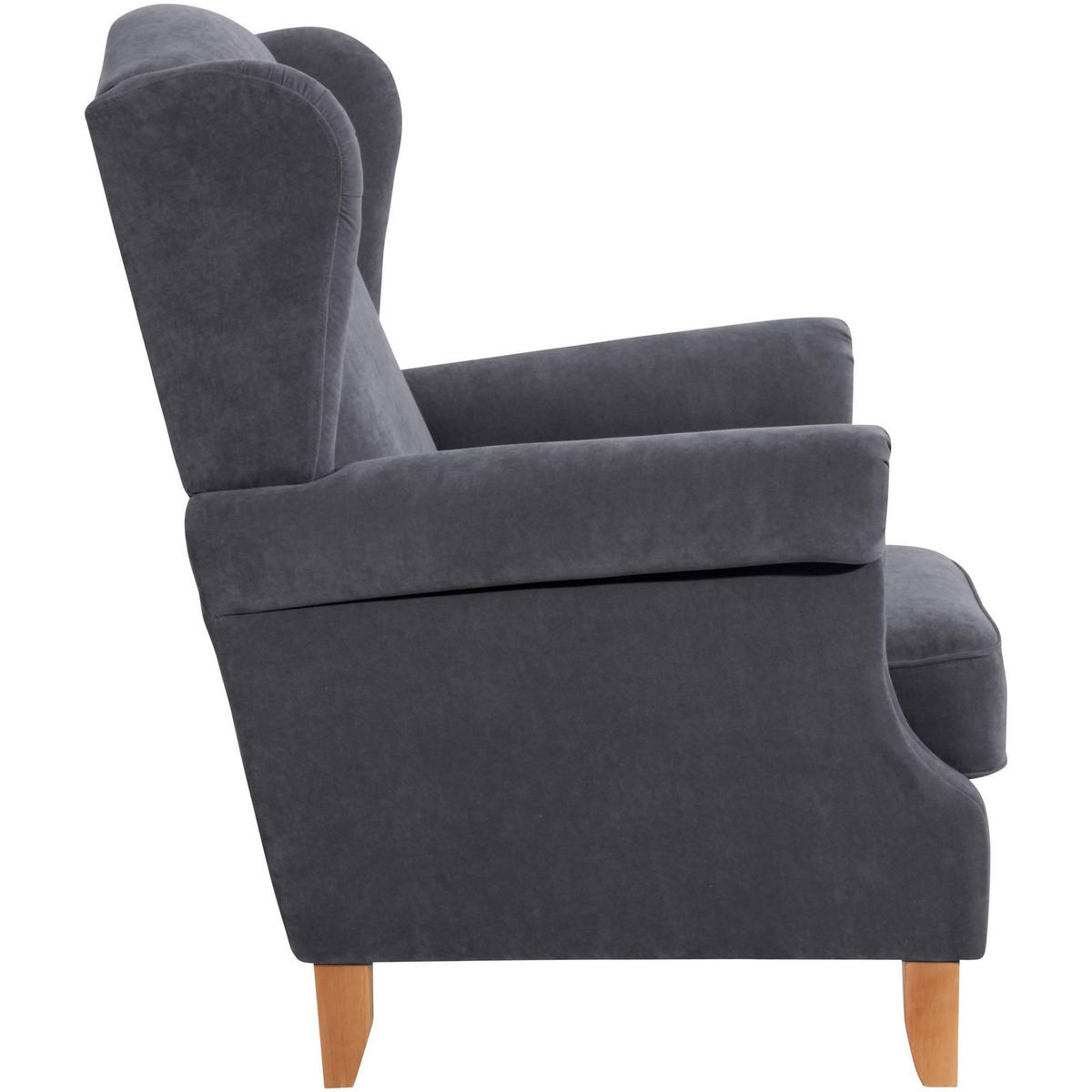 OHRENSESSEL Katria Bezug Veloursstoff Buche natur / anthrazit - Anthrazit, Kunststoff (88/108/84cm) - 58aufmkessel