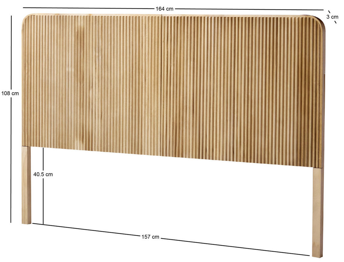 BETTKOPFTEIL Rechteckig Braun 160 cm - Braun, Holz (163.5/108.5/3.5cm) - Nordlys