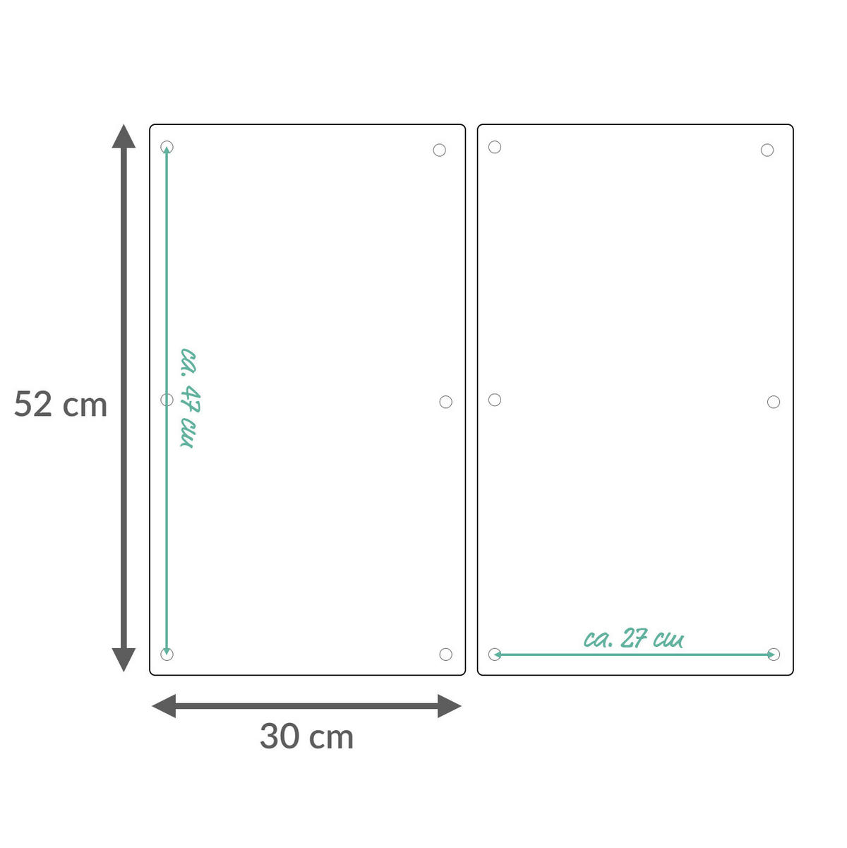 GLASPLATTE für Herd — 2 Stück Marble 52/30 cm - Weiß, Glas (30/52cm) - ZELLER