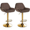 BARHOCKER 2er Set Samt braun - Goldfarben/Braun, Textil/Metall (51/89/52cm) - CLP