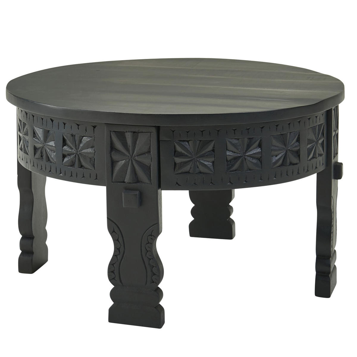 COUCHTISCH Orientalisch in Schwarz, Lackiertes Massivholz, Handgefertigt - Schwarz, Holz (60/60/36cm) - KADIMA DESIGN