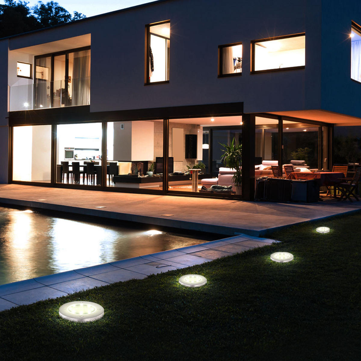 LED AUSSENLEUCHTE Edelstahl Silber 4er Set - Silberfarben, Metall (13/13/11.8cm) - Globo Lighting