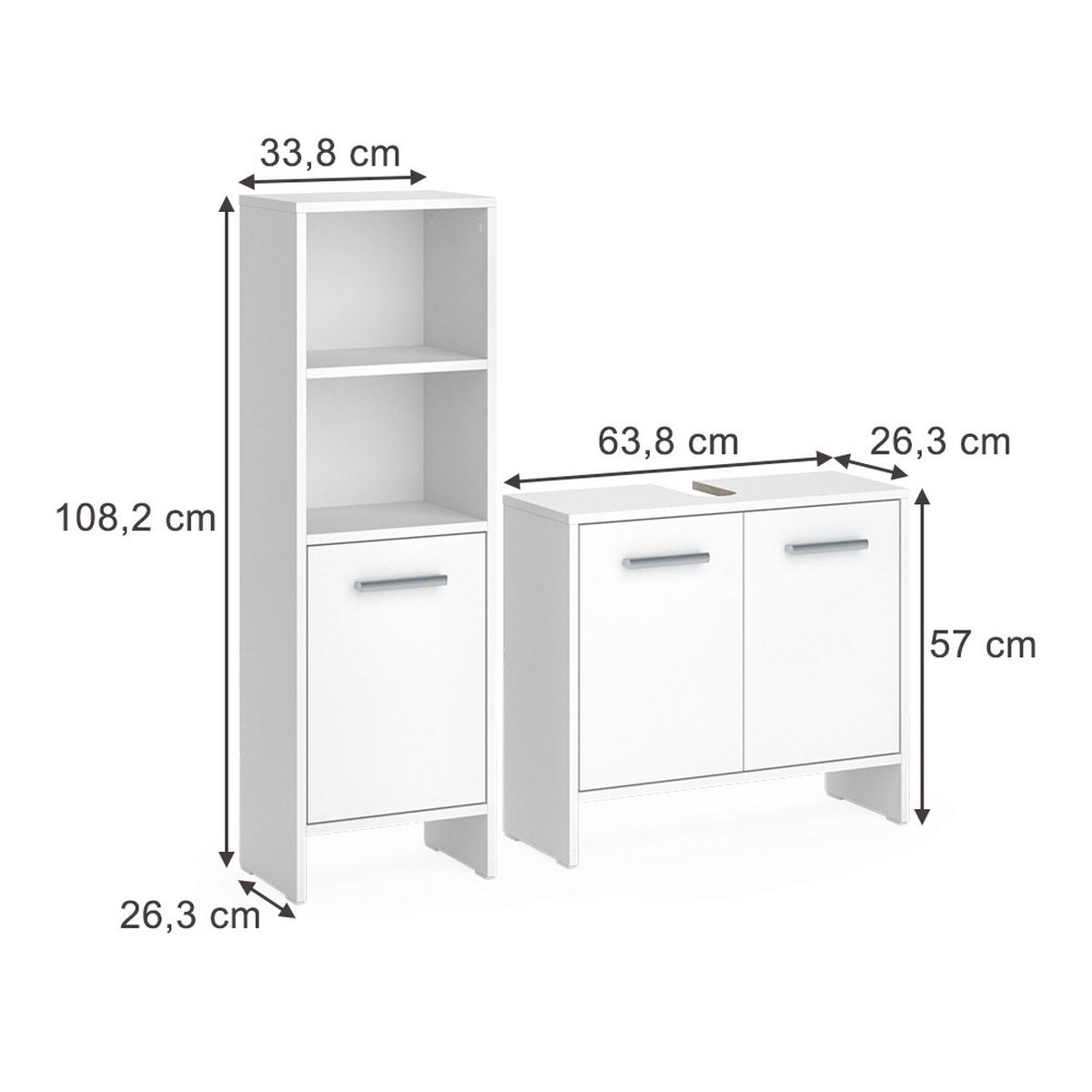 SESTAVA KOUPELNOVÉHO NÁBYTKU Karli Bílá - bílá, kompozitní dřevo (63.8/57/26.3cm) - Vicco
