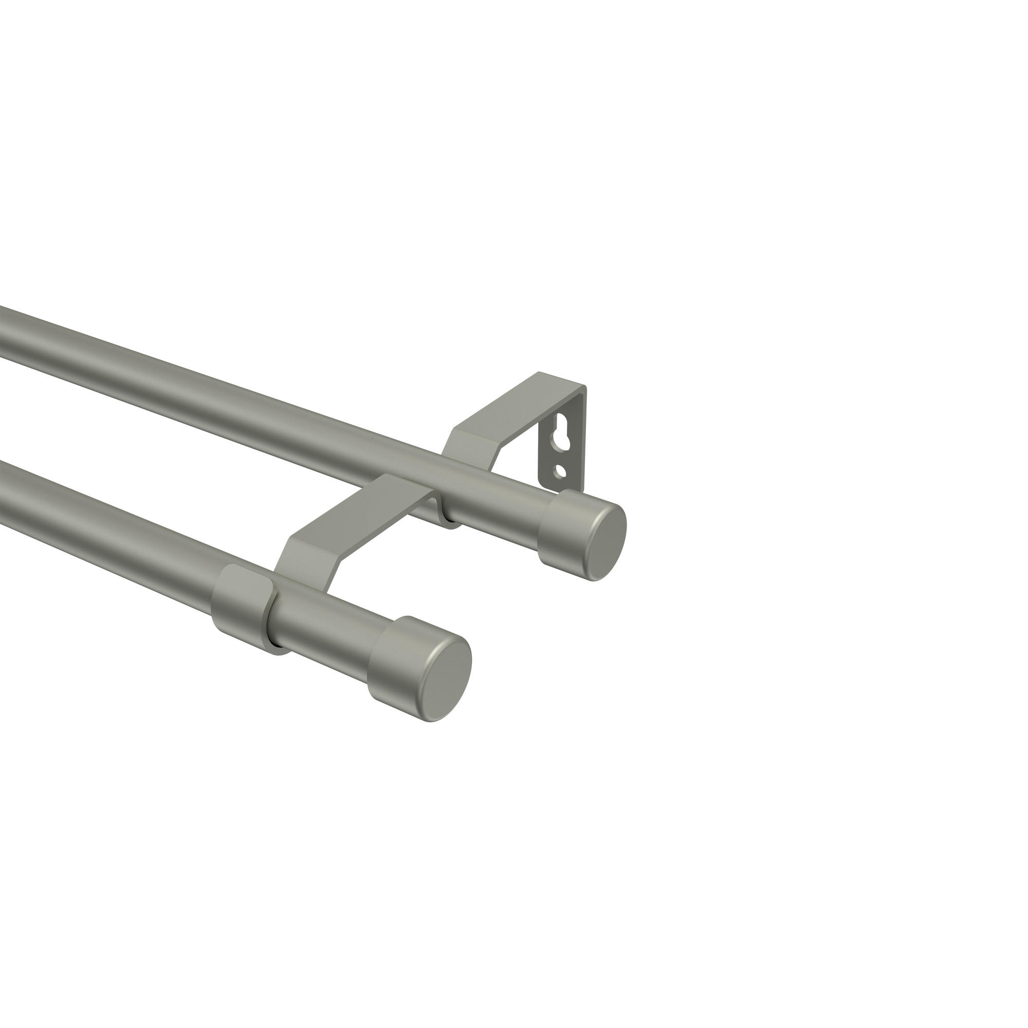 GARDINENSTANGE Olymp Lucan 520 cm (geteilt in 4 x 130 cm), 2-läufig (ohne Ringe), 16 mm Ø Chrom matt - Chromfarben/Nickelfarben, Metall (520cm) - INTERDECO