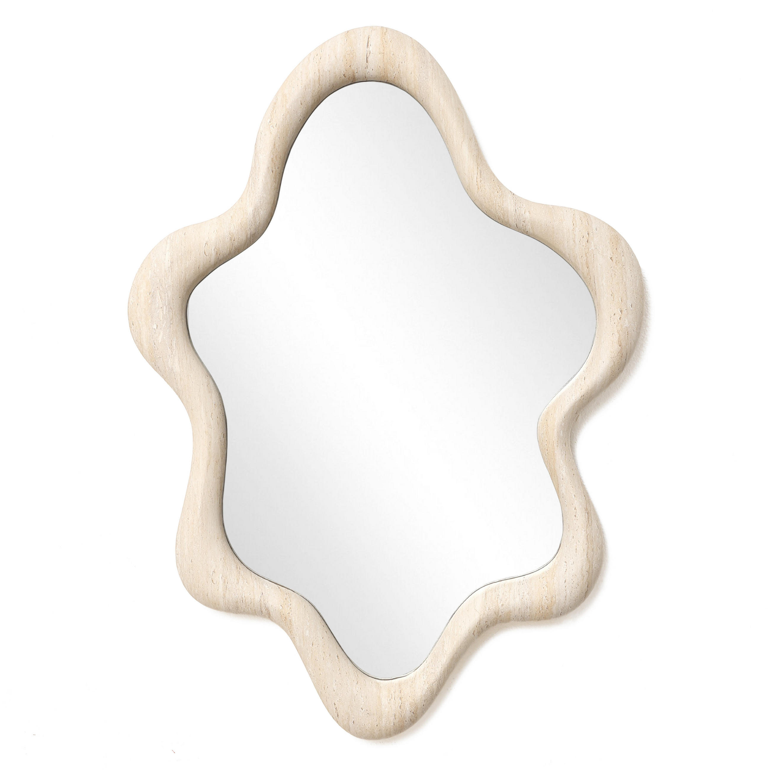 SPIEGEL Asymmetrischer mit Holzrahmen 70×50 cm - Beige, Glas/Holz (50.5/4.5/70cm)