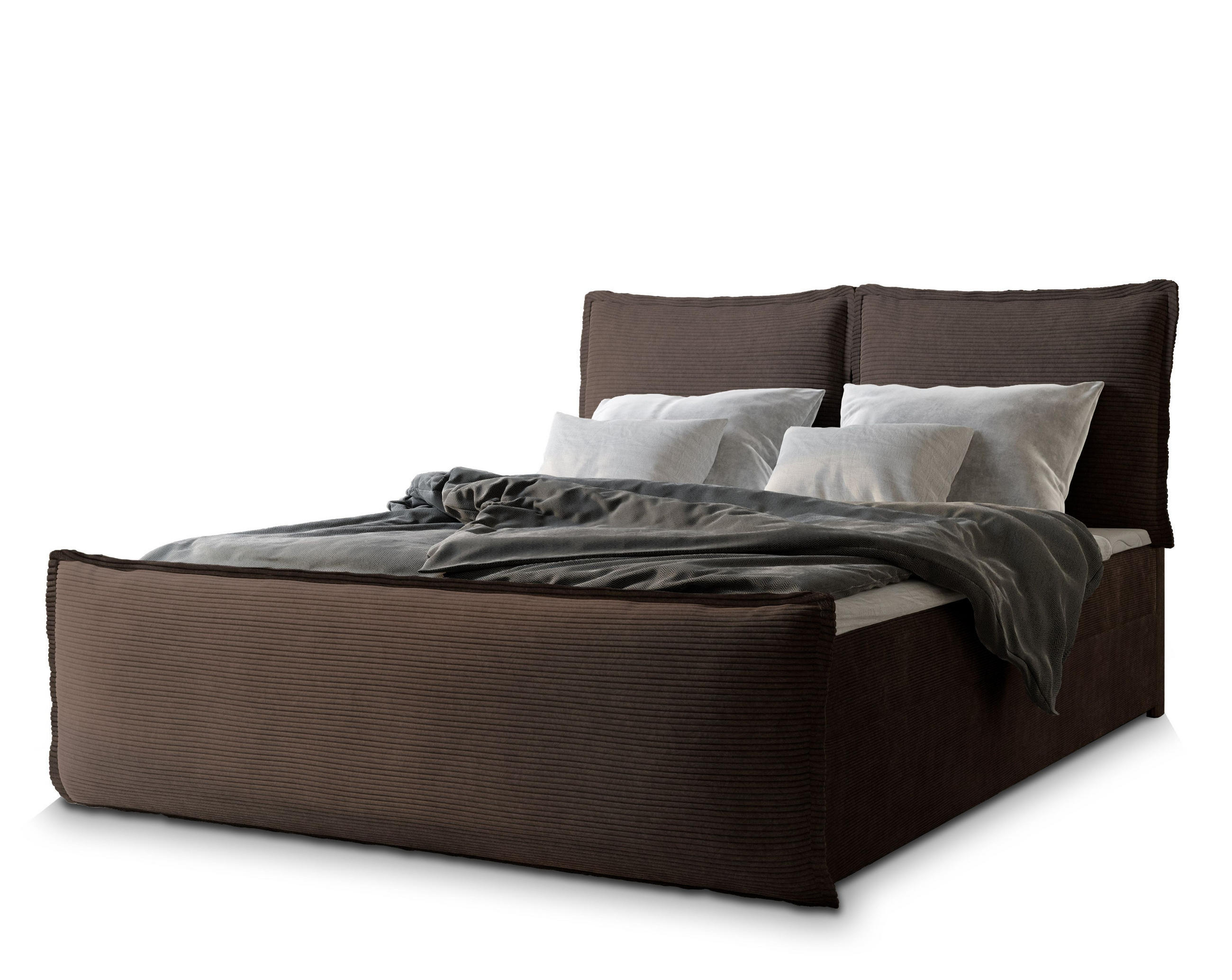BOXBETT MONTA 160x200 cm mit Matratze und Topper - Braun - Braun, Holz (160/200cm) - MASSENO