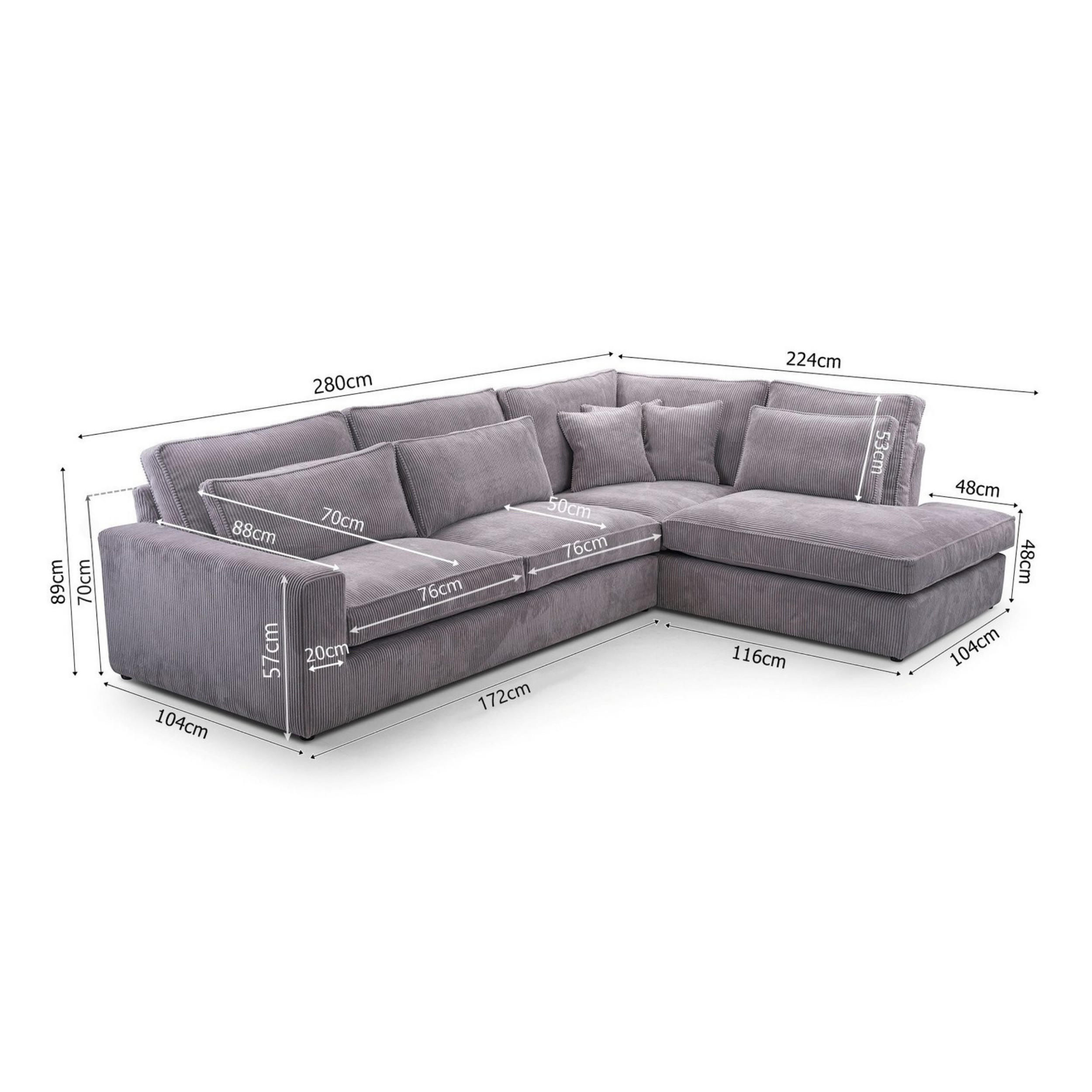 Thumbnail - AN-Moebel 4u Ecksofa, Braun, Textil, Uni, L-Form, Ottomane rechts, 280x224 cm, Wohnzimmer, Sofas & Couches, Wohnlandscha...