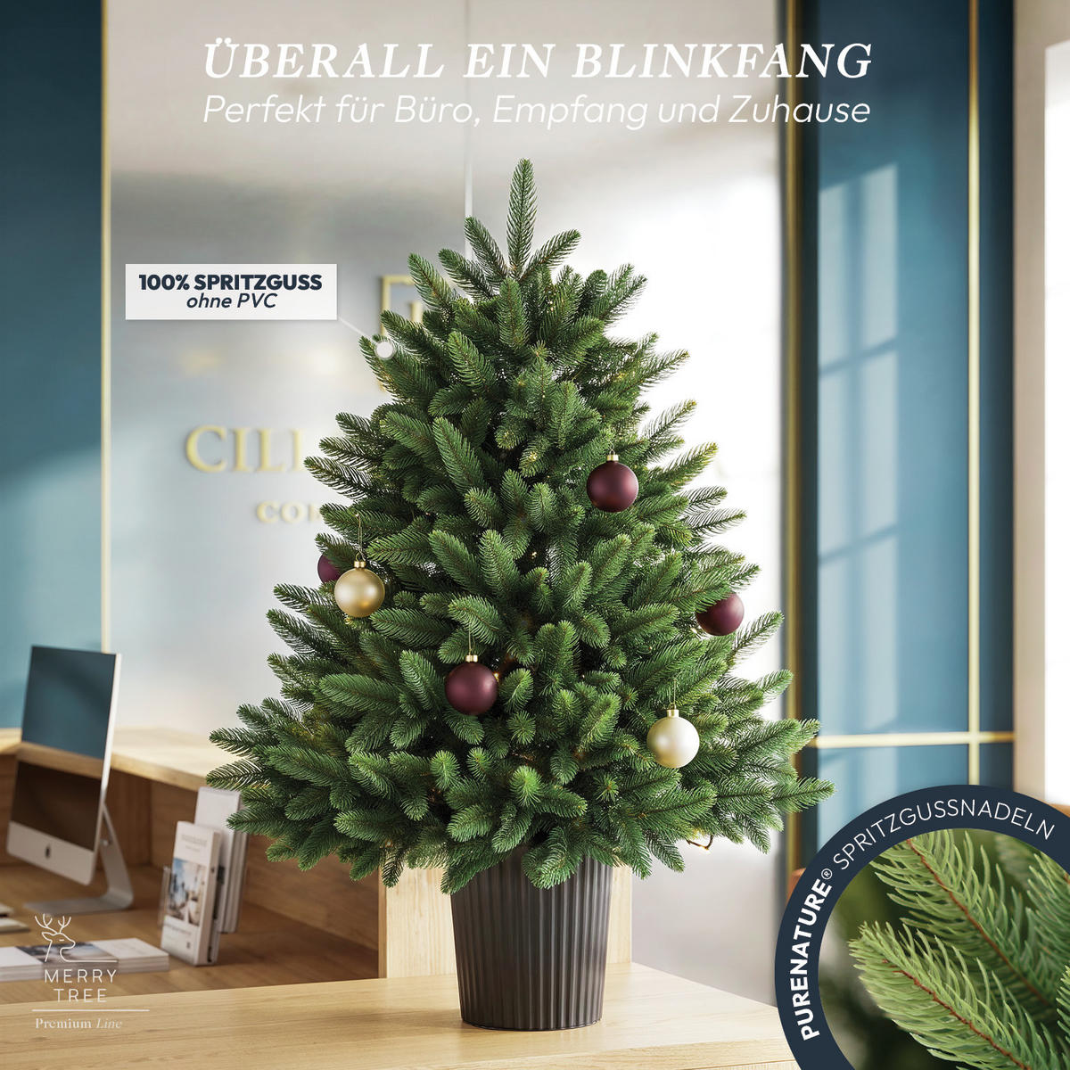 WEIHNACHTSBAUM mit PE-Spritzguss-Nadeln, 90 cm - Grün, Kunststoff (90cm) - Merry Tree