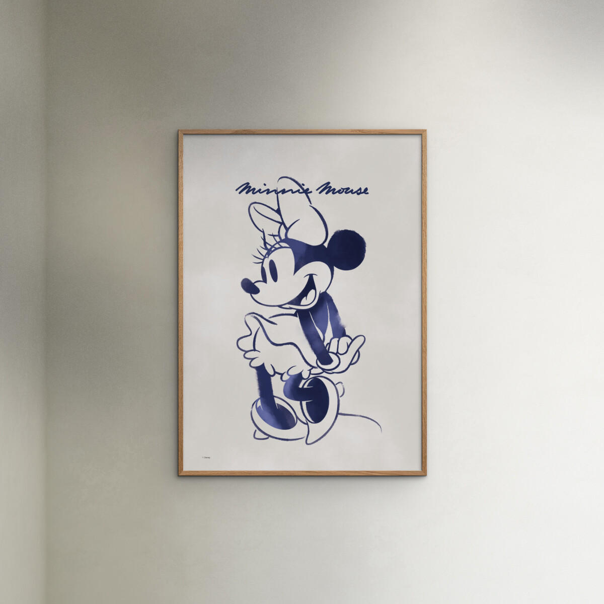 POSTER mit Rahmen Disney - Disney - Minnie Mouse Blue - Blau/Eichefarben, Holz/Papier (70/100cm) - Poster&Frame