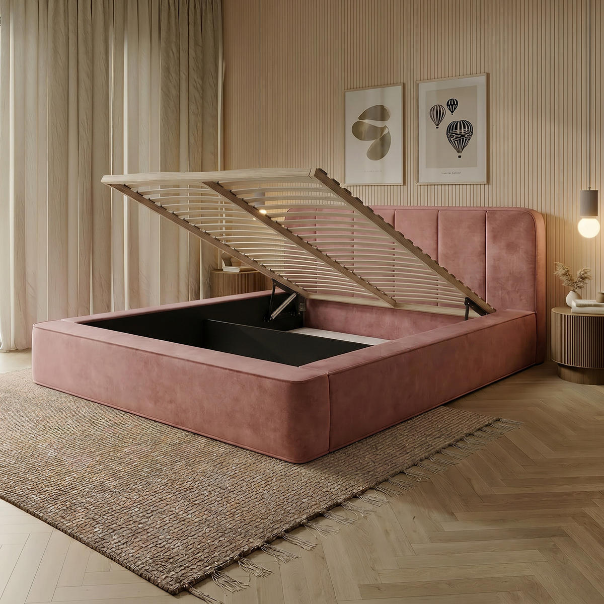 POLSTERBETT BEJO 160x200 cm, Hellrosa - Pink, Textil (200/160cm) - Fedve