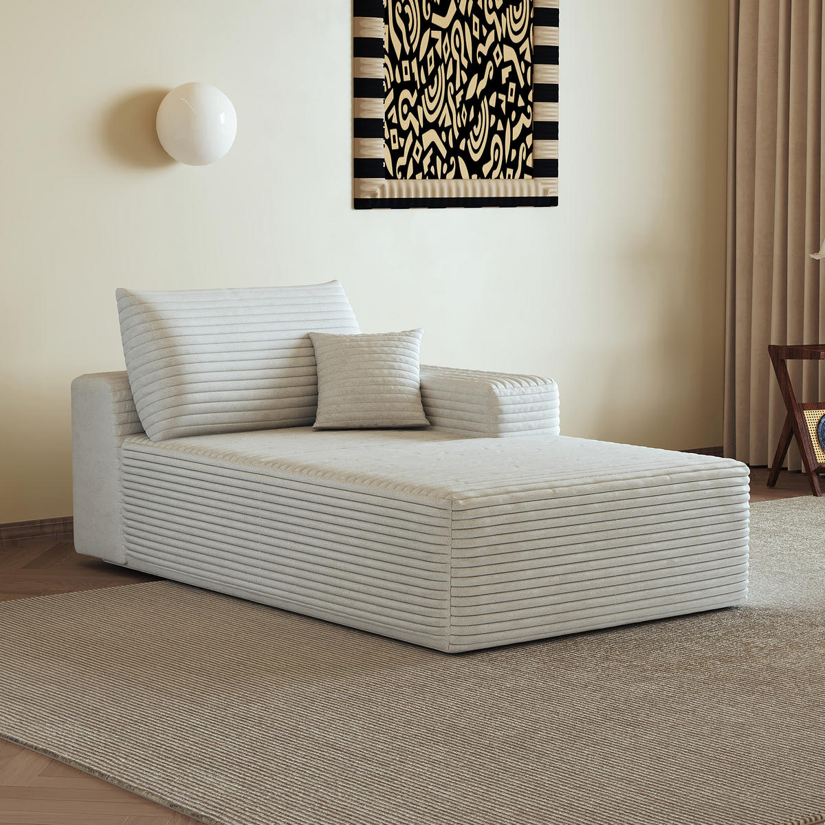 RÉCAMIERE DE-34752 rechte Chaiselongue Weiß - Weiß, Textil (95/83/175cm) - ComfortXL