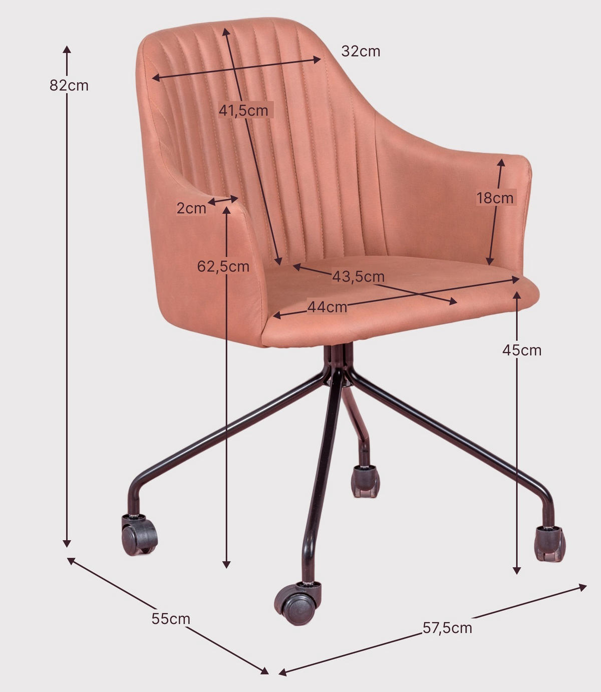 BÜROSTUHL Textil Orange - Orange, Textil (58/82/55cm) - Nest Dream