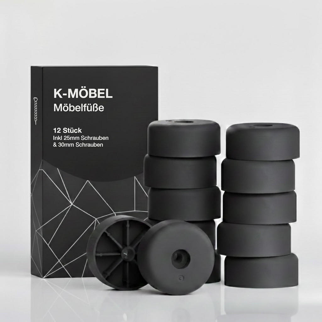 K-Möbel NÁBYTKOVÉ KLUZÁKY 40/20 mm 12 kusů včetně šroubů 25 mm a 30 mm