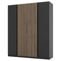 KLEIDERSCHRANK Kaja Schwarz 200 cm - Schwarz, Holzwerkstoff/Metall (200/239/61.9cm) - Selsey
